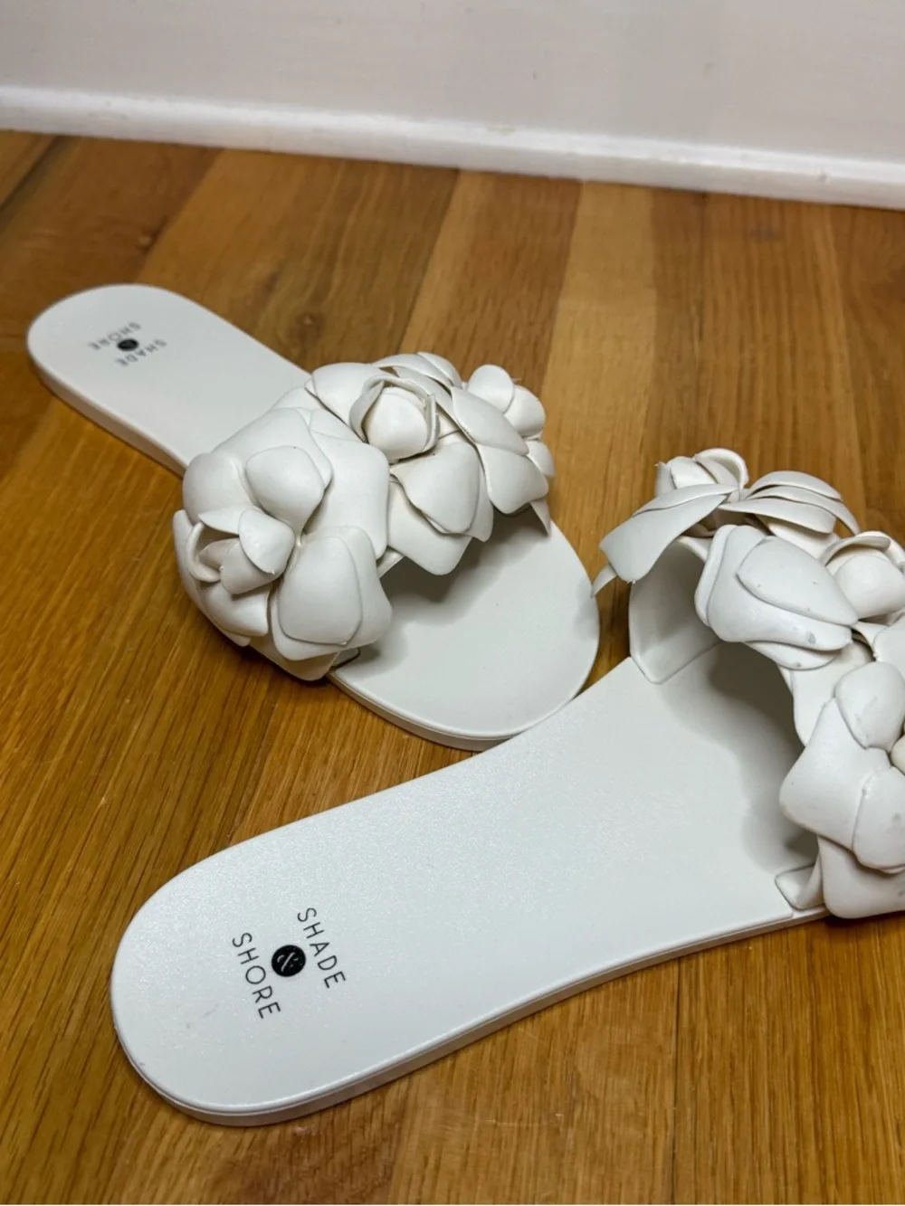 Shade & Shore Mallory Floral Jelly Slide Sandals White Women's Size 9